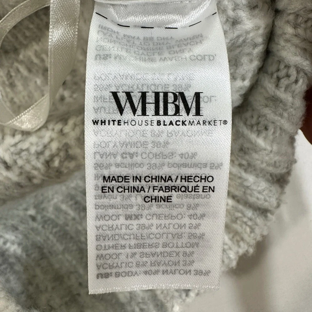 White House Black Market Fair Isle Cable Knit Sweater Women S Gray Metallic Wool